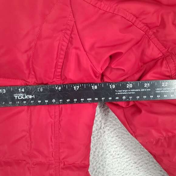 Eddie Bauer Parka Womens Small Down Puffer Hooded Faux Fur Jacket Red EB 650 - Picture 5 of 9